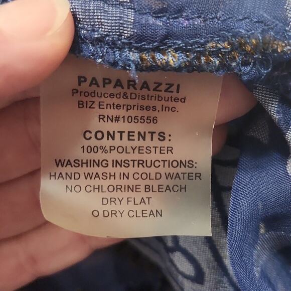 Paparazzi Women's Sheer Velvet 3/4 Sleeve Blouse Size Med Floral Paisley Hi-Low - Picture 10 of 10